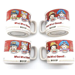 Campbell’s Kids Soup Mugs 14 oz – Set of 4 – Vintage 1997 Westwood – Retro Soup